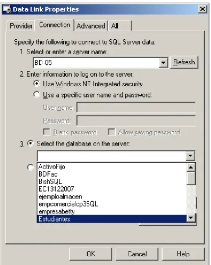 Figura 3.5 Selección de la base de datos 