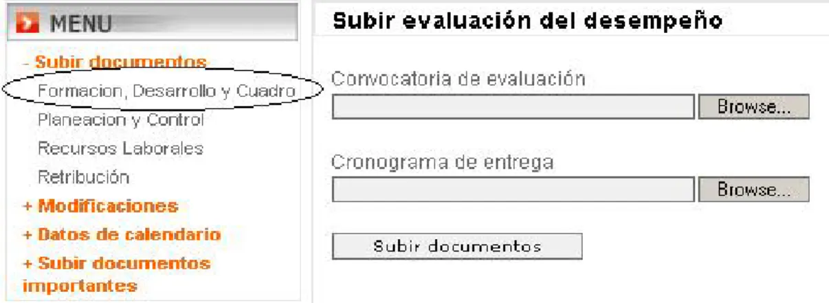 Figura 5.  Subiendo documentos para el servidor. 