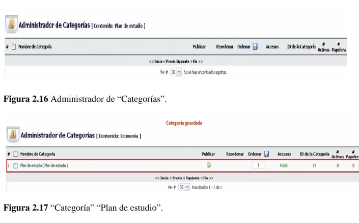 Figura 2.16 Administrador de “Categorías”.  
