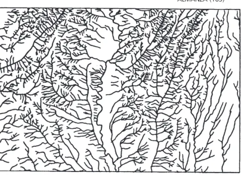 Fig. 4.2.- Esquema de la red de drenaje de la Hoja de Almanza (163).