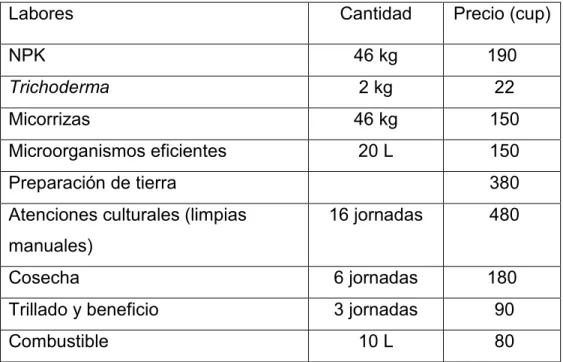 Tabla 3. Gastos incurridos en la investigación 