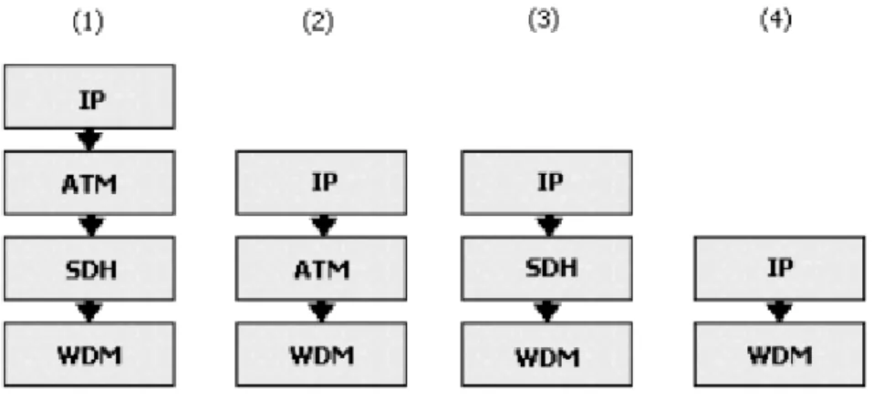 Figura 3.2 Evolución hacia IP/WDM 
