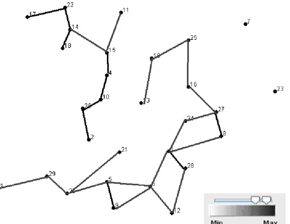 Figura 2.4: Filtrar el grafo que representa la matriz de feromona. 