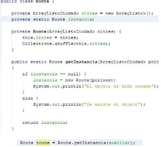 Figura 11: Ejemplo de utilización del Patrón Singelton en el software. 