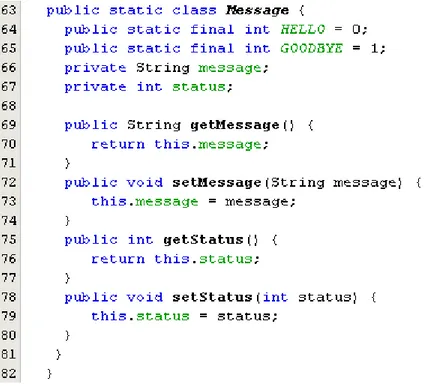 Figura 2. 8 Fragmento de código de la clase Message  