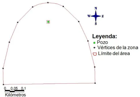 Figura 18. Representación espacial de las zonas de protección sanitaria en el software MapInfo 10.5  (Autor, 2017)