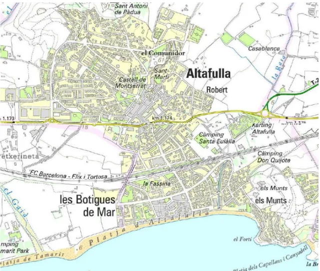 Figura 3: Mapa topogràfic Altafulla 