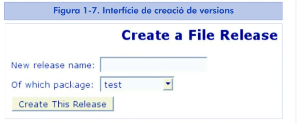 Figura 1-7. Interfície de creació de versions