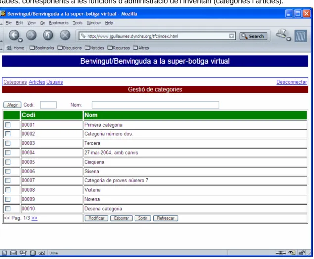 Figura 11 - Pantalla de gestió de categories 