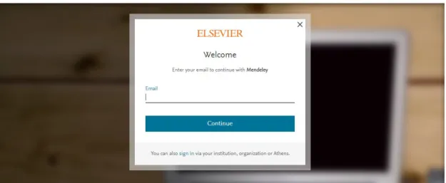 Figure 5: Log in screen when entering into Biopocket application. Its function is             to establish connection with Mendeley server
