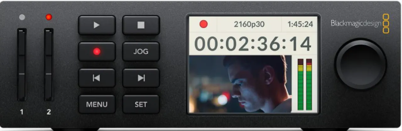 Figura 24: Vista frontal del reproductor de vídeo HyperDeck Studio Mini 