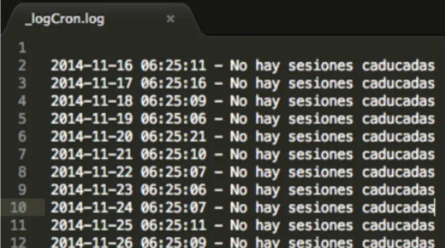 Figura 4.4: Log del script de sesiones caducadas.