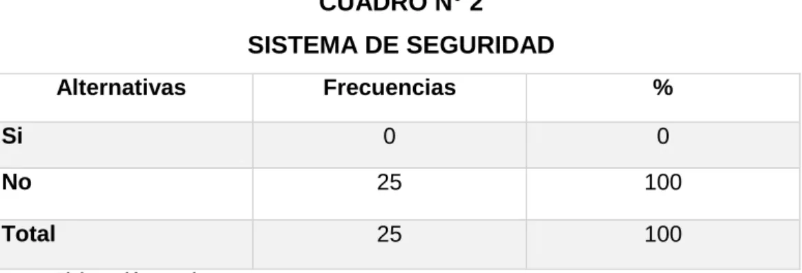 GRÁFICO N° 13  SISTEMA DE SEGURIDAD  