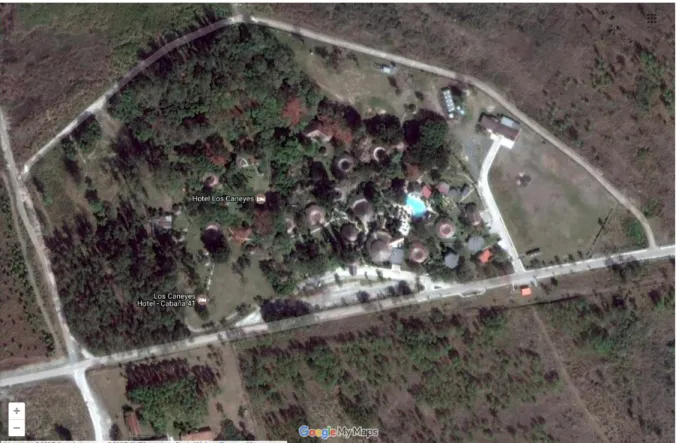 Figura 3.2. Vista aerea de la ubicación del hotel Los Caneyes. 