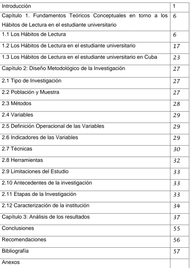 Tabla de Contenido: 