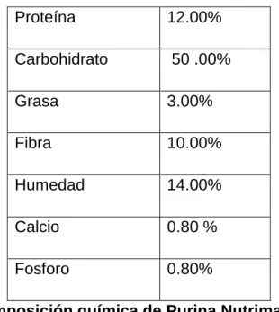 TABLA 3: Dieta de mantenimiento 