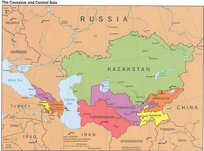 Fig. Núm 4. Mapa de los Estados de Asia Central.