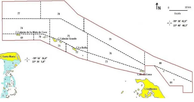 Figura 2. Zonas de muestreo de la biodiversidad determinadas por la administración del Parque  Nacional Los Caimanes