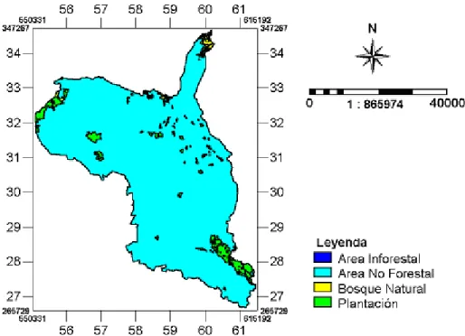 Figura 7. Distribución de la cubierta forestal en la cuenca Sagua la Grande. 
