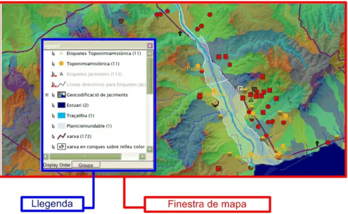 Figura 19: Finestra de mapa i Llegenda amb entitats a visualitzar
