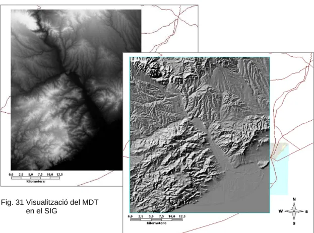 Fig. 31 Visualització del MDT               en el SIG 