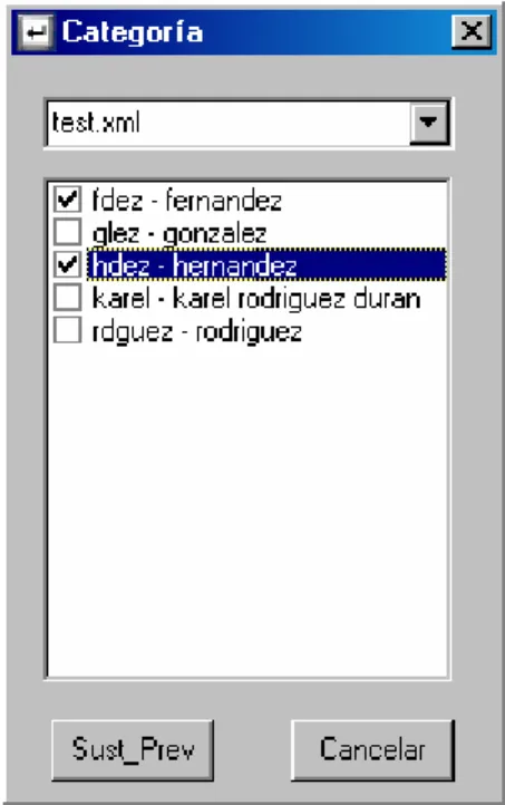 Figura 3.5 Ventana Categorías.  