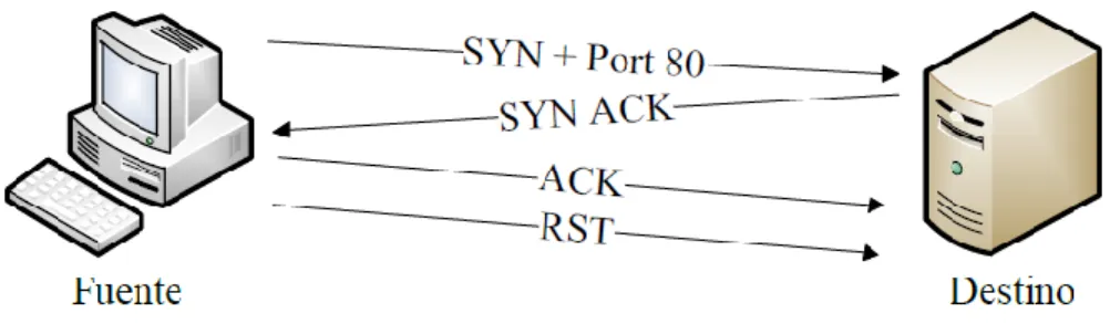 Figura 2.2 Representación de un Escaneo de Conexión TCP. 
