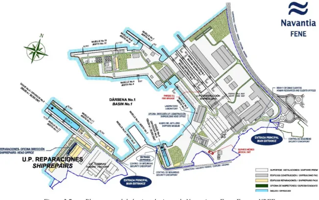 Figura 2.7  Plano general de las instalaciones de Navantia en Fene. Fuente: NRFF