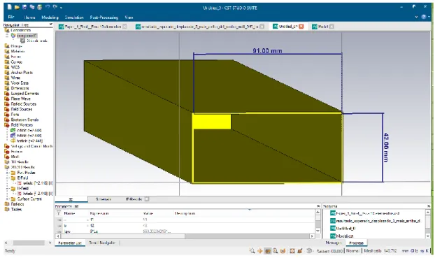 Fig. 2. 1 Diseño de la guía de ondas en con CST Microwave Studio 