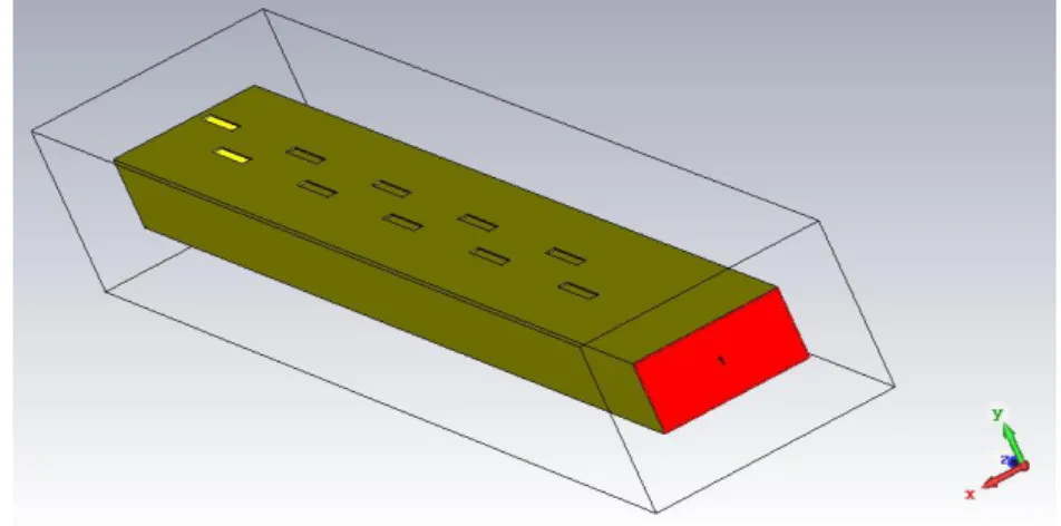 Fig. 2. 6 Antena alimentada por el porto de guía de ondas 