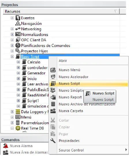 Figura 2.7. Ventana de configuración de script. 