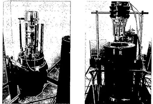 Figura 4.12.  Célula triaxial abierta con mecanismos de subida y descenso de la tapa de  cerrado rápido