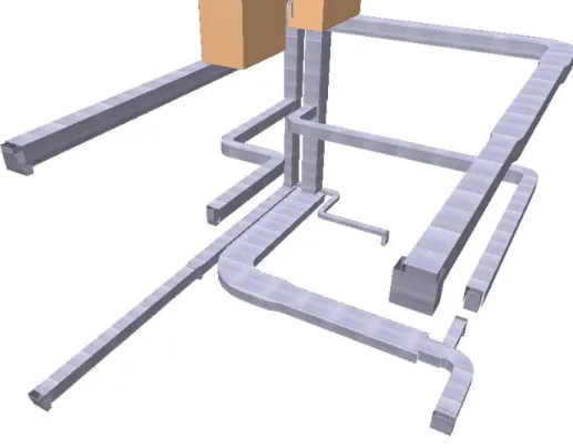 Fig. 3. Simulación del recorrido de los conductos 