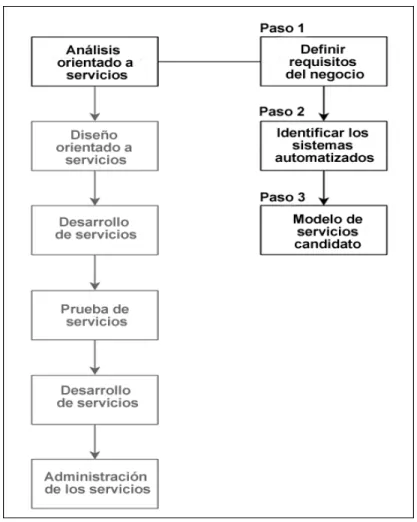 Fig. 2.1 Un proceso de análisis orientado a servicios 