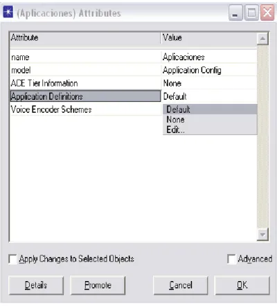 Figura 2.3 Configuración de las aplicaciones 