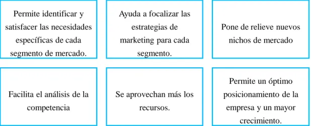 Figura 3 Beneficios de segmentar un mercado 
