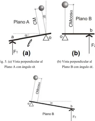 Fig. 5. (a) Vista perpendicular al                 (b) Vista perpendicular al                 Plano A con ángulo  α 