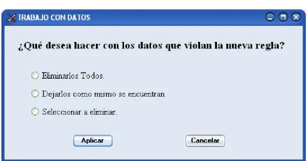 Figura III.7  Acción con los datos que violan la regla. 