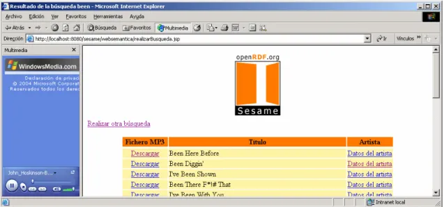 Figura 12 – Título elegido sonando en el navegador Web 
