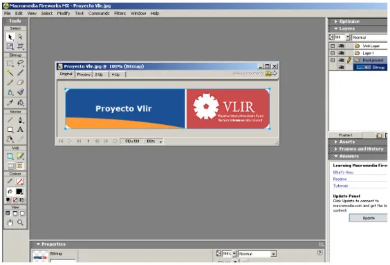 Fig. 11 Utilizando Macromedia Fireworks para edición de imágenes.  