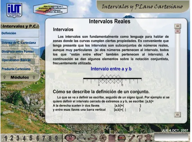Fig. 19. Módulo: Intervalos y Plano Cartesiano, sub módulo Intervalo Real 