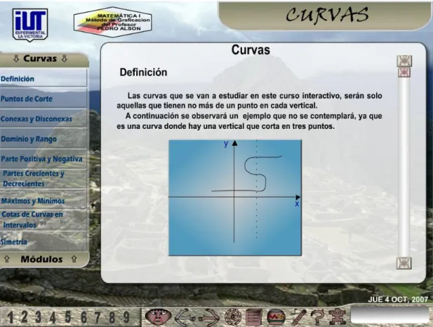 Fig. 23. Módulo Curvas, sub módulo Definición. Prácticas 
