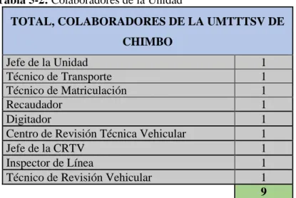 Tabla 5-2: Colaboradores de la Unidad 