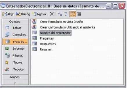 Figura 3.2 Base de datos del entrenador. 