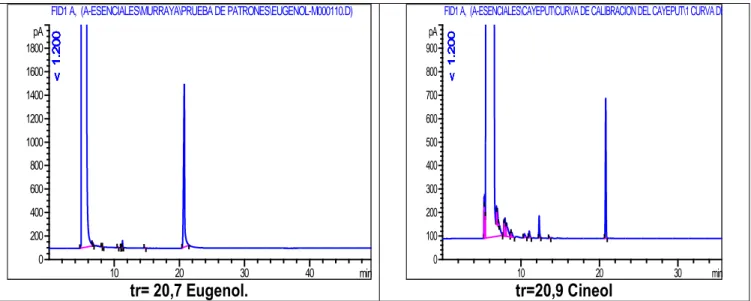 Figura 3.5. Cromatograma GC-MS del aceite esencial obtenido de las hojas de Melaleuca leucadendron  L