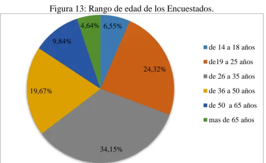 Figura 13: Rango de edad de los Encuestados. 