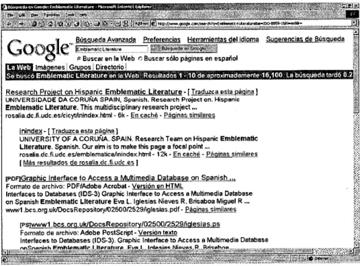 Fig. 39. Resultados en Google