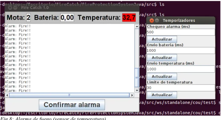 Fig 8: Alarma de fuego (sensor de temperatura)