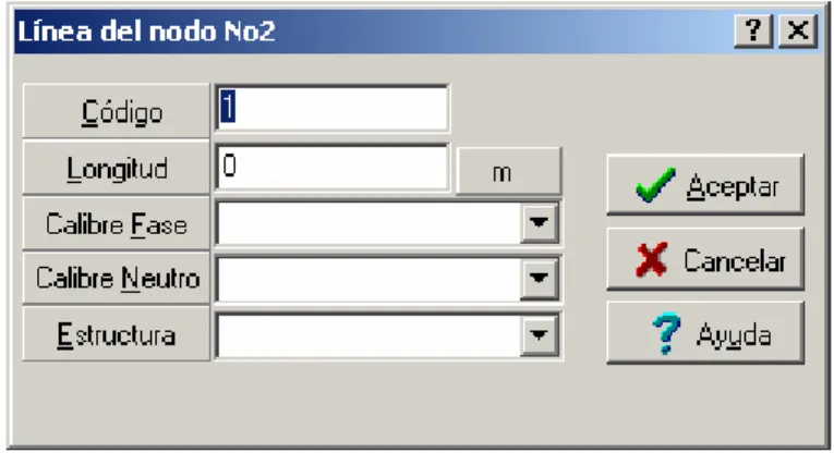 Fig 1.12 Ventana de la entrada de datos a la línea. 