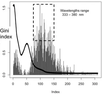 Fig. 8.  Gini  index  plot  indicating  the  most  relevant  variables  associated  to  the  RF  model